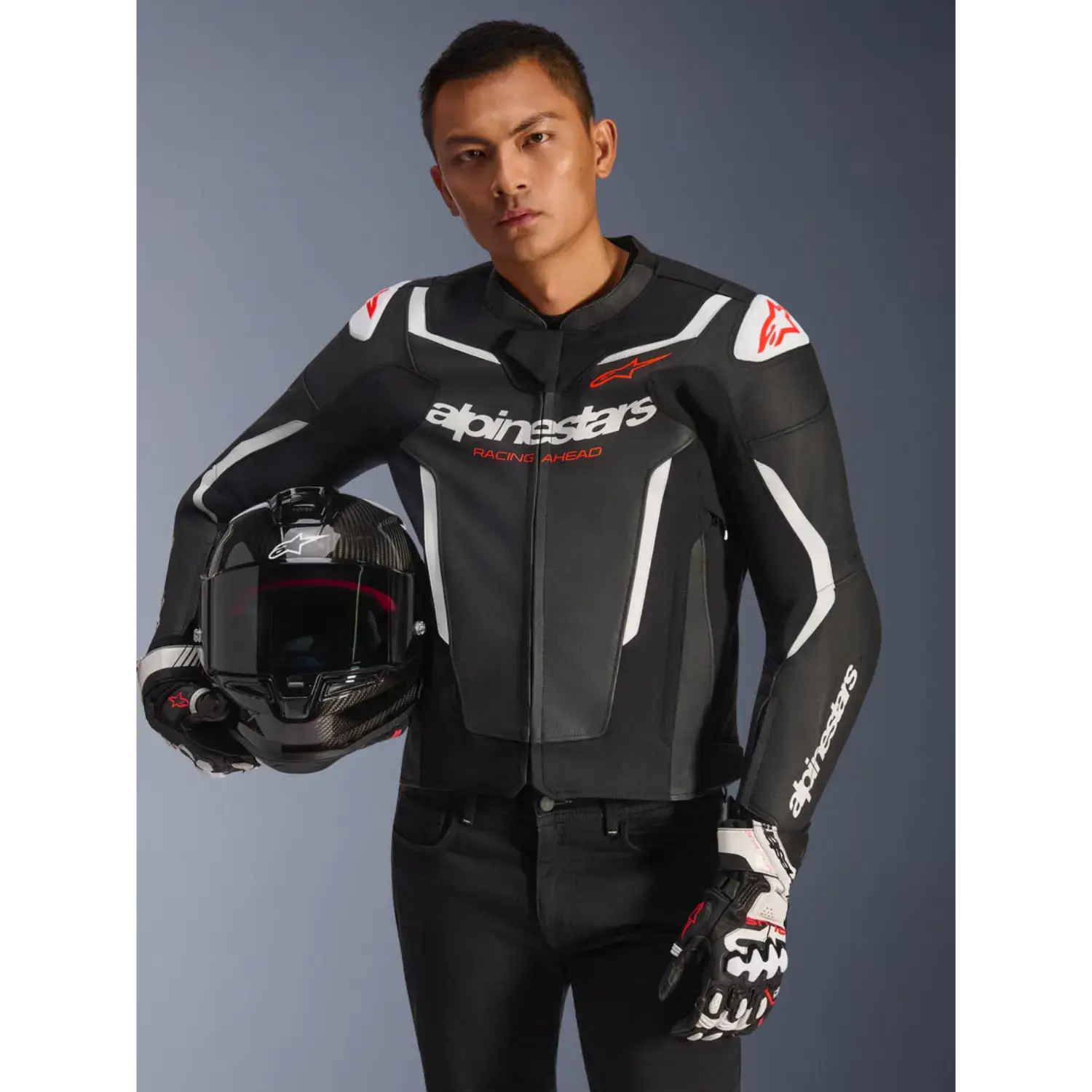 Alpinestars GP Force V2 Leather Jacket Black/White | Laguna Direct
