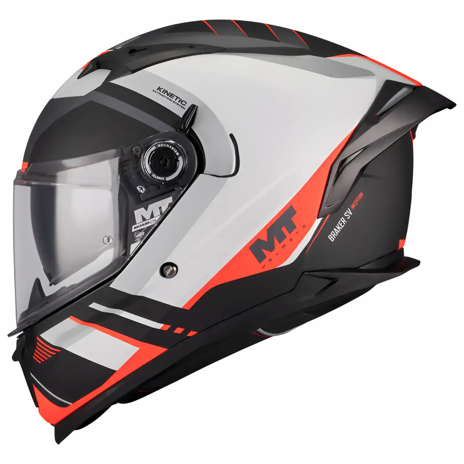 MT Braker SV Inception B5 Helmet Matt White Black Red | Laguna Direct